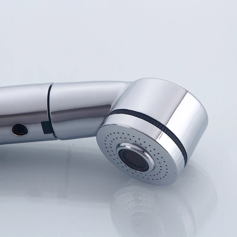 Fapully Chrome Kitchen Faucet Pull Out Cold and Hot Mixer Tap Single Hole Ceramic Valve Deck Mount Swivel Spout Faucets 546-33C