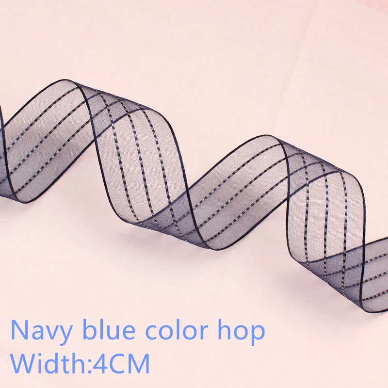 Новинка, ширина 1,5-4 см, длина 5 метров, Бант Шпилька для волос, аксессуары для рукоделия, подарочная упаковка, лента, двусторонняя пряжа для перемычки - Цвет: Navy blue color hop