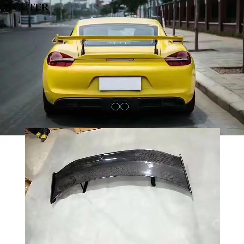 Carbon fiber 981 GT4 rear spoiler FRP Unpainted rear wing for Porsche
