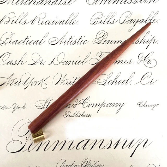 handmade solid wood copperplate script oblique dip pen nib holder