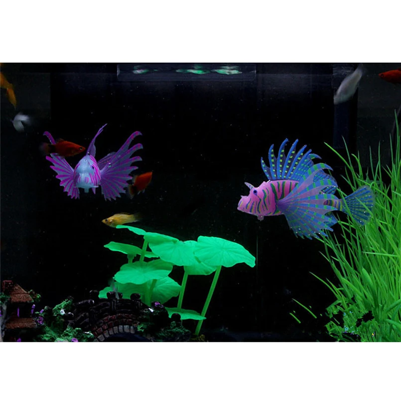 Светится в темноте Искусственный аквариум Львиная рыба орнамент аквариум Медузы декор украшения#4D27