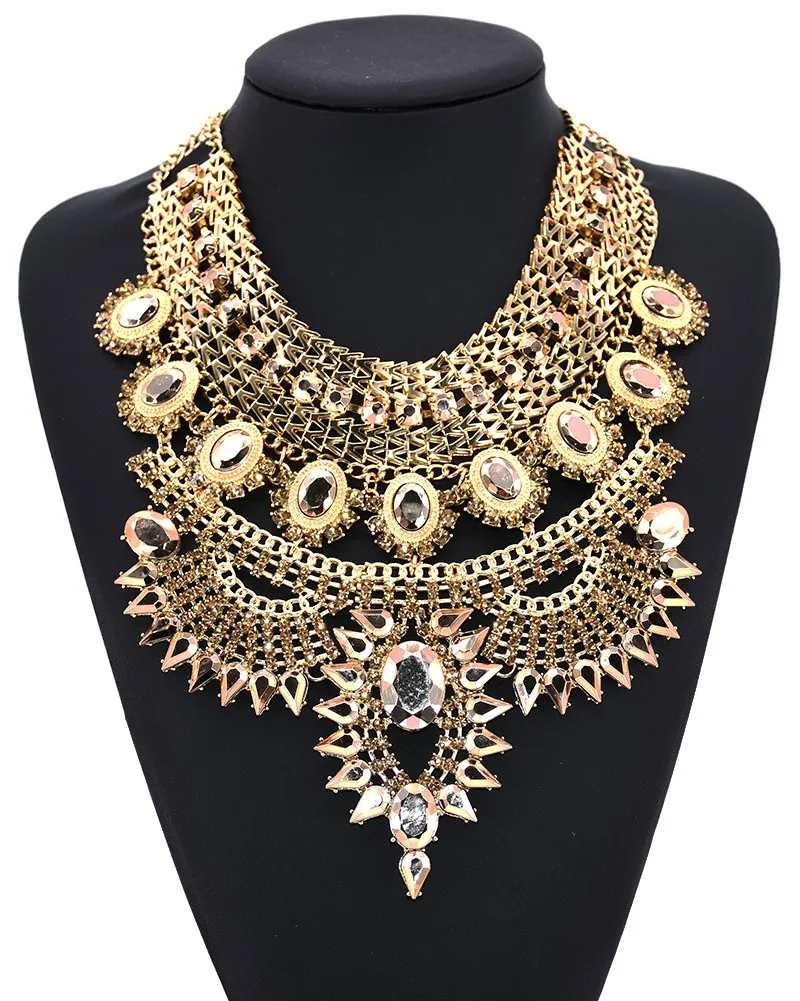 Coffee Shop Gold Statement Necklace, multi strand jewelry, big beaded –  Polka Dot Drawer