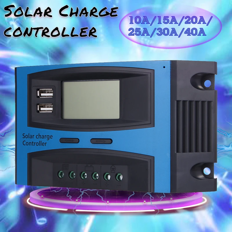 

10A 15A 20A 25A 30A 40A 12V 24V Atuo PWM Solar Panel Battery Charge Controller Regulator LCD Solar Collector Regulator USB