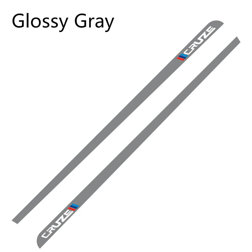 2 шт. автомобильные наклейки с длинными боковыми полосками, авто виниловые наклейки для гоночного стайлинга, наклейки для Chevrolet Cruze, автомобильные аксессуары для тюнинга - Название цвета: Glossy Gray