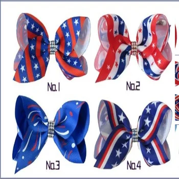 

20 PCS BLESSING Good Girl Boutique 3.5" ABC Hair Bow Clip National Flag Accessories