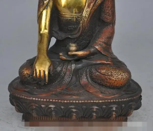 

S05978 8"chinese Tibet buddhism bronze gilt sakyamuni Shakyamuni Medicine Buddha statue