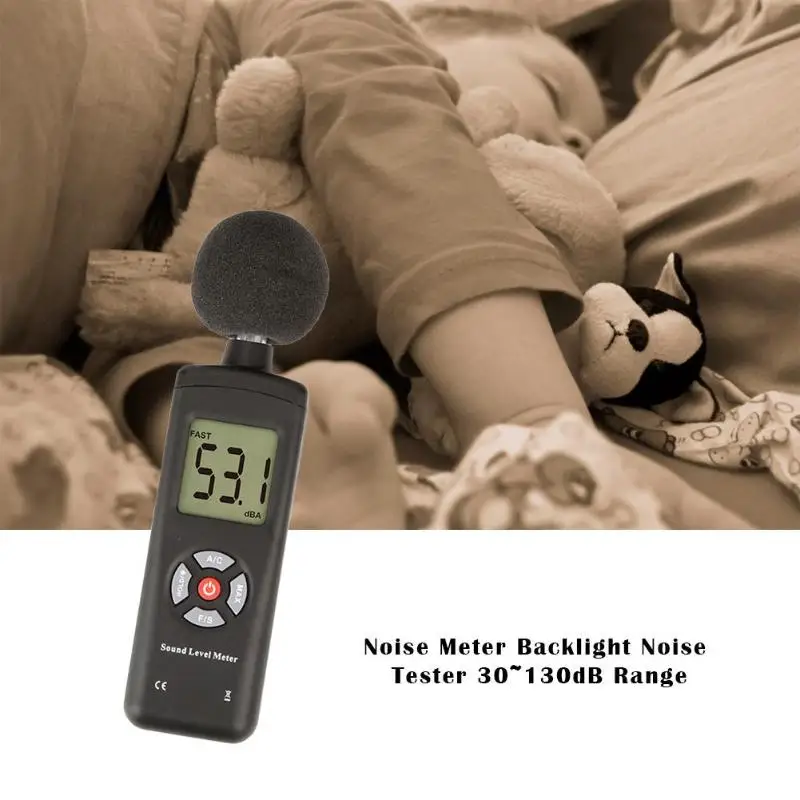 30-130dB 0.1dB Digital Audio Sound Level Meter Decibel Noise Volume Tester