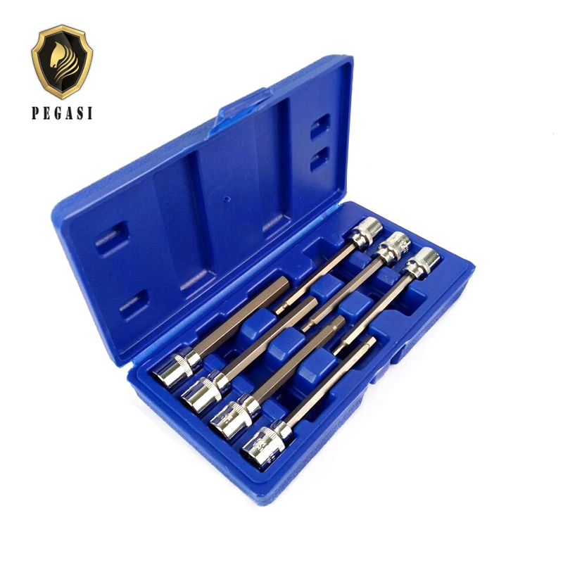 

PEGASI 3/8 Inch 7 Piece Long Nuts Set Auto Car Repair Rotary Sleeve Type E Plum Socket Wrench Set