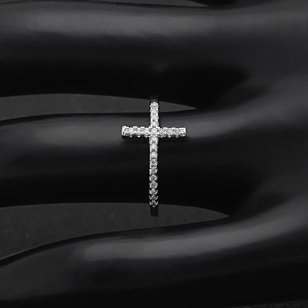 Женское Обручальное кольцо с серебряным покрытием|sideways cross ring|engagement rings for