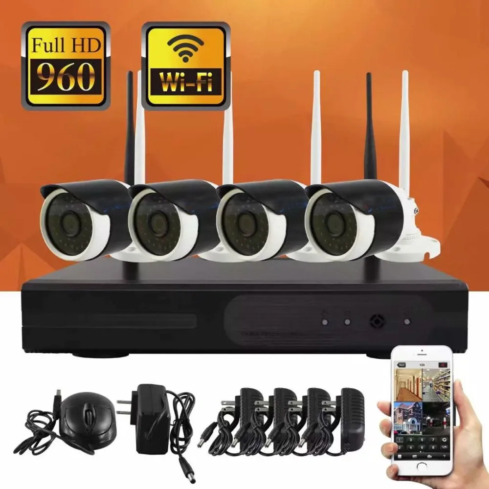 SmartYIBA 4CH WI FI NVR Kit Беспроводной CCTV Камера Системы 1 2 ТБ 960P HD наружного