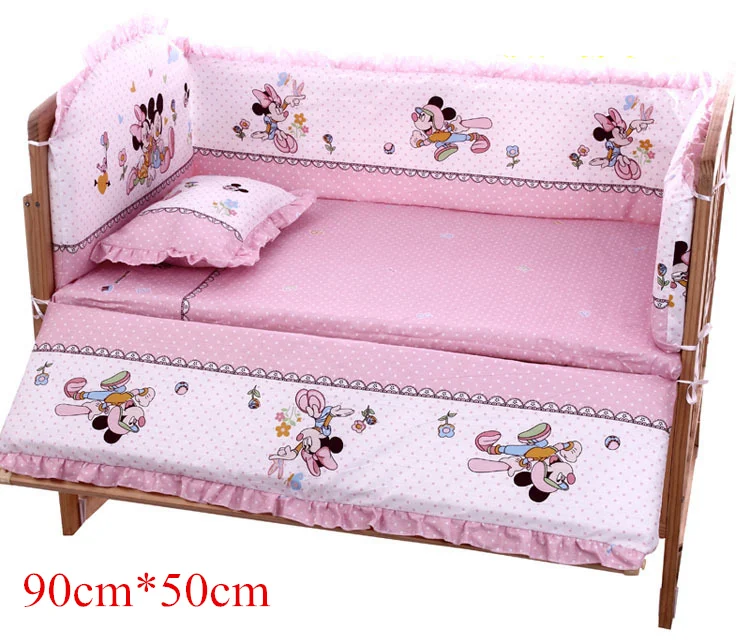 5 шт. Хлопок Детская кровать бамперы для новорожденных малыша мягкие постельные принадлежности наборы наволочка простыня для младенцев Детские кроватки бампер - Цвет: pink 90-50