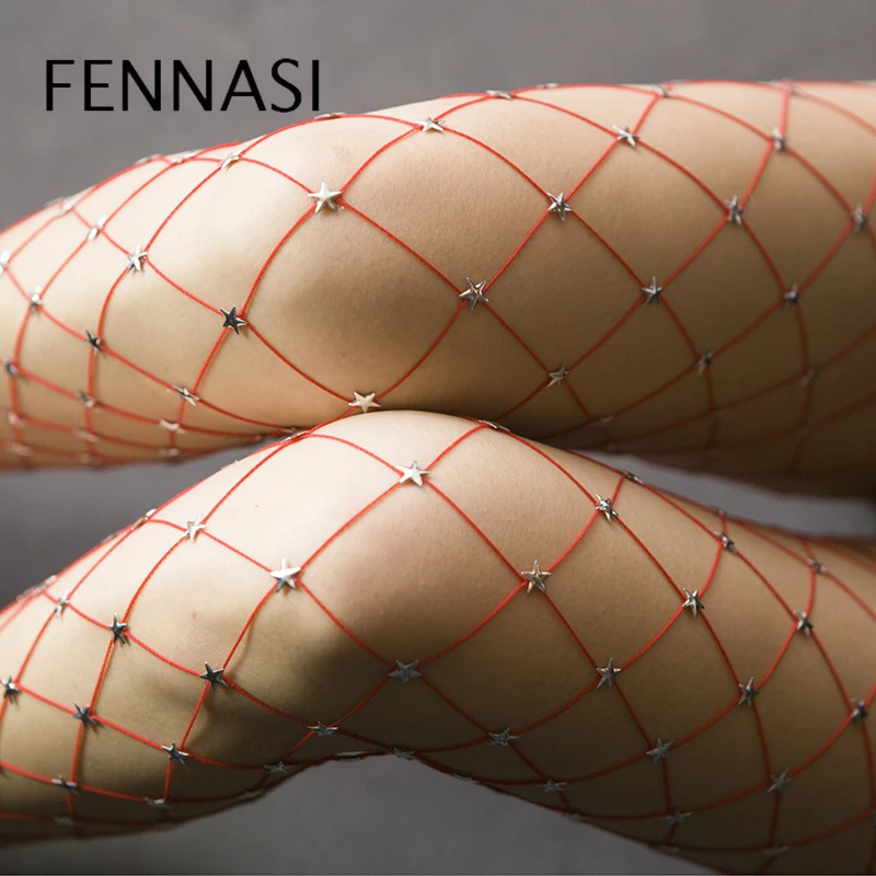 FENNASI весенние сексуальные женские колготки тонкие со звездами блестящие