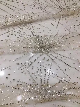 

Nigerian Lace Fabric with glued glitter Sophia-1.1618 French Embroidered lace fabric for party dress