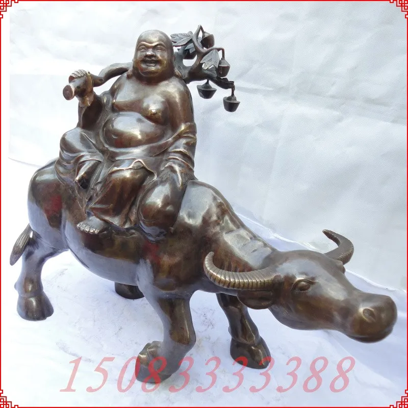 

Bronze statue copper buddha decoration Large cattle laughing buddha topnew lucky crafts decoration