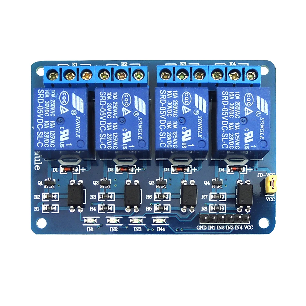 

1pcs DC 5V Extension Board 4 Channel Relay Module Low Level Trigger for AVR 51 PIC Optically Isolated anti-interference Relay