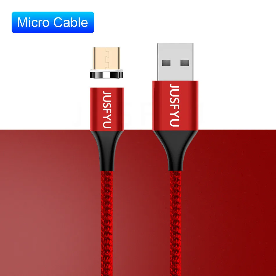 1 M/1,5 M/2 M 3A Магнитный зарядный кабель Micro Usb для быстрой зарядки iphone type C, Магнитный зарядный кабель для samsung USBC - Цвет: Red For Micro