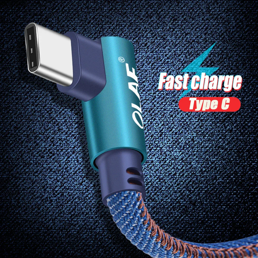 

Micro USB Type C Cable 2.4A Fast Charger Cable 90Degree Nylon Data Cable For Samsung Huawei mate 20 pro P20 for redmi note 6 pro