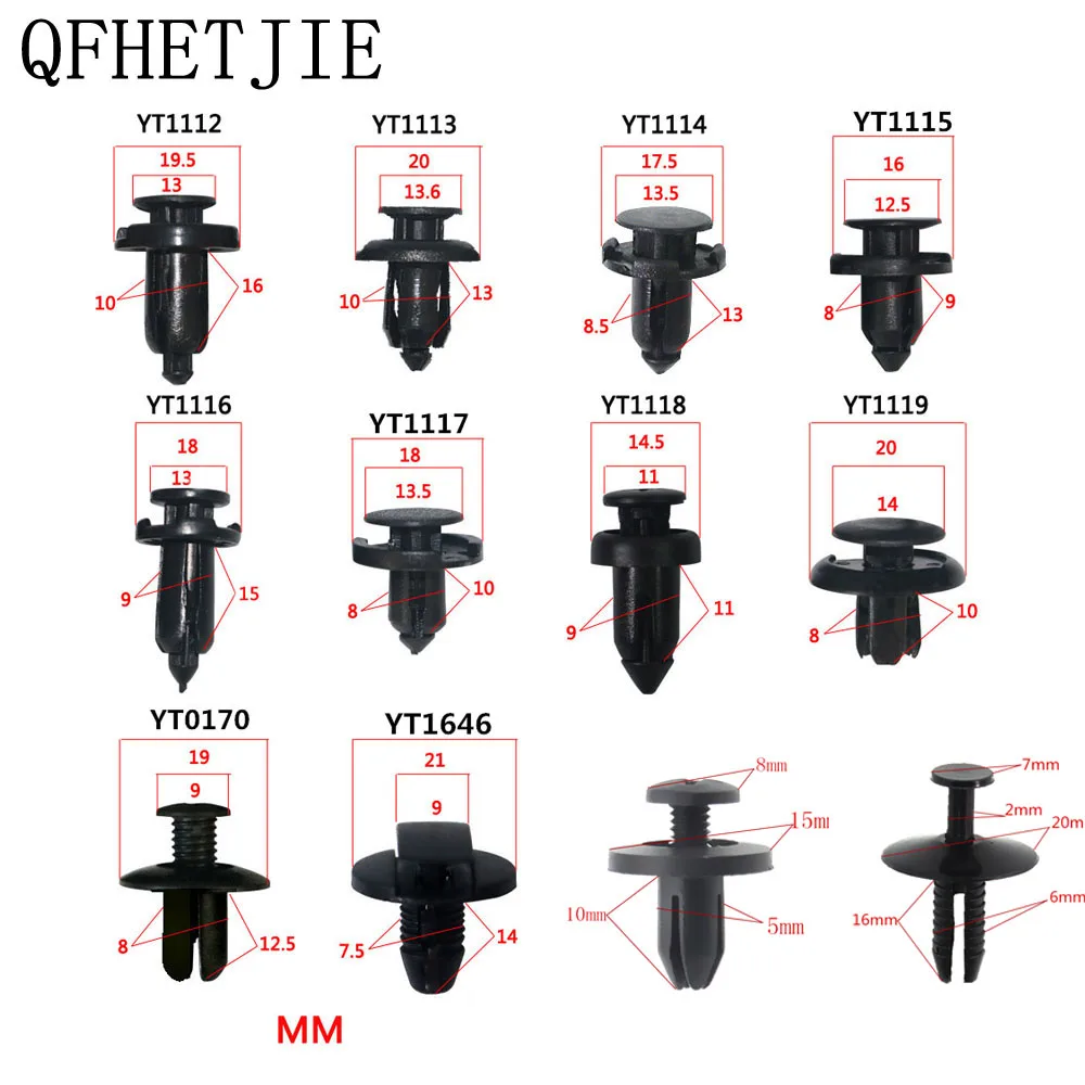 

QFHETJIE 1pcs Black Plastic Auto Fastener Vehicle Car Bumper Clips Retainer Rivet Door Panel Fender Liner