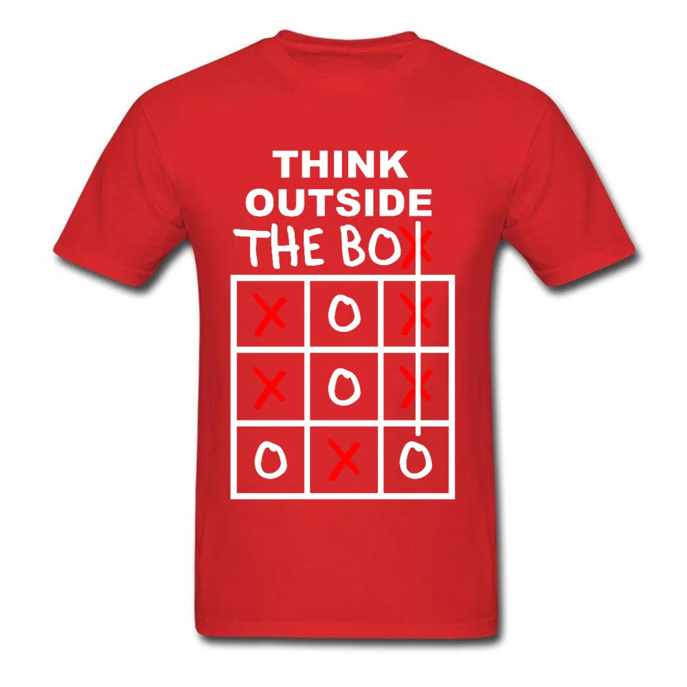 Think-Outside-The-Box-red 3D Printed Summer 100% Cotton Round Neck Mens Tops T Shirt Tops Tees New Arrival Short Sleeve T Shirts Think-Outside-The-Box-red red