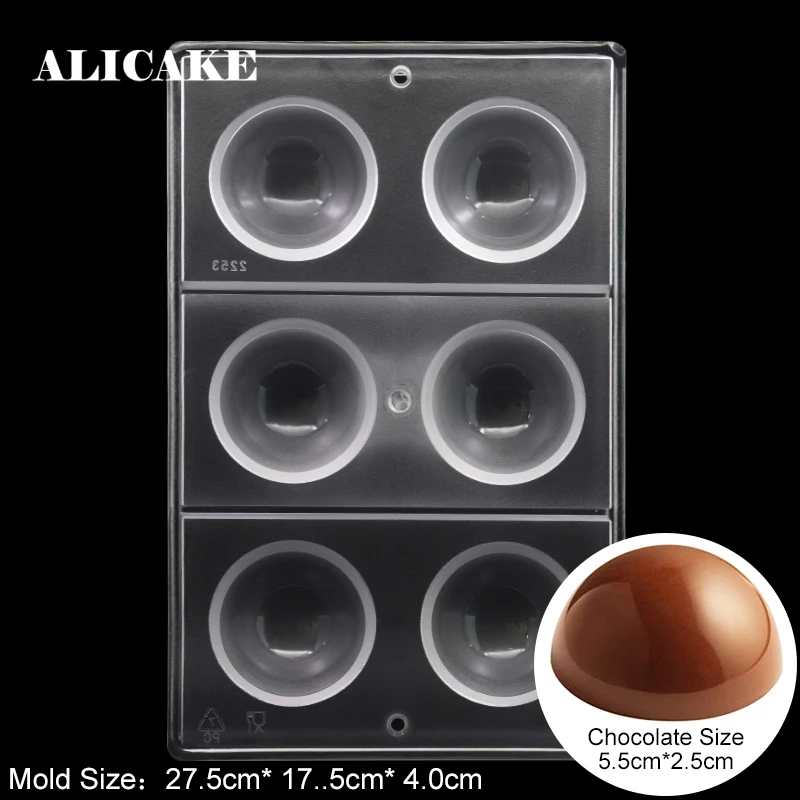 

Hemisphere Chocolate Form Polycarbonate 6 Holes 3D Candy Baking Pastry Tools Mold for Baker Party Cake Decorating Bakeware Mould