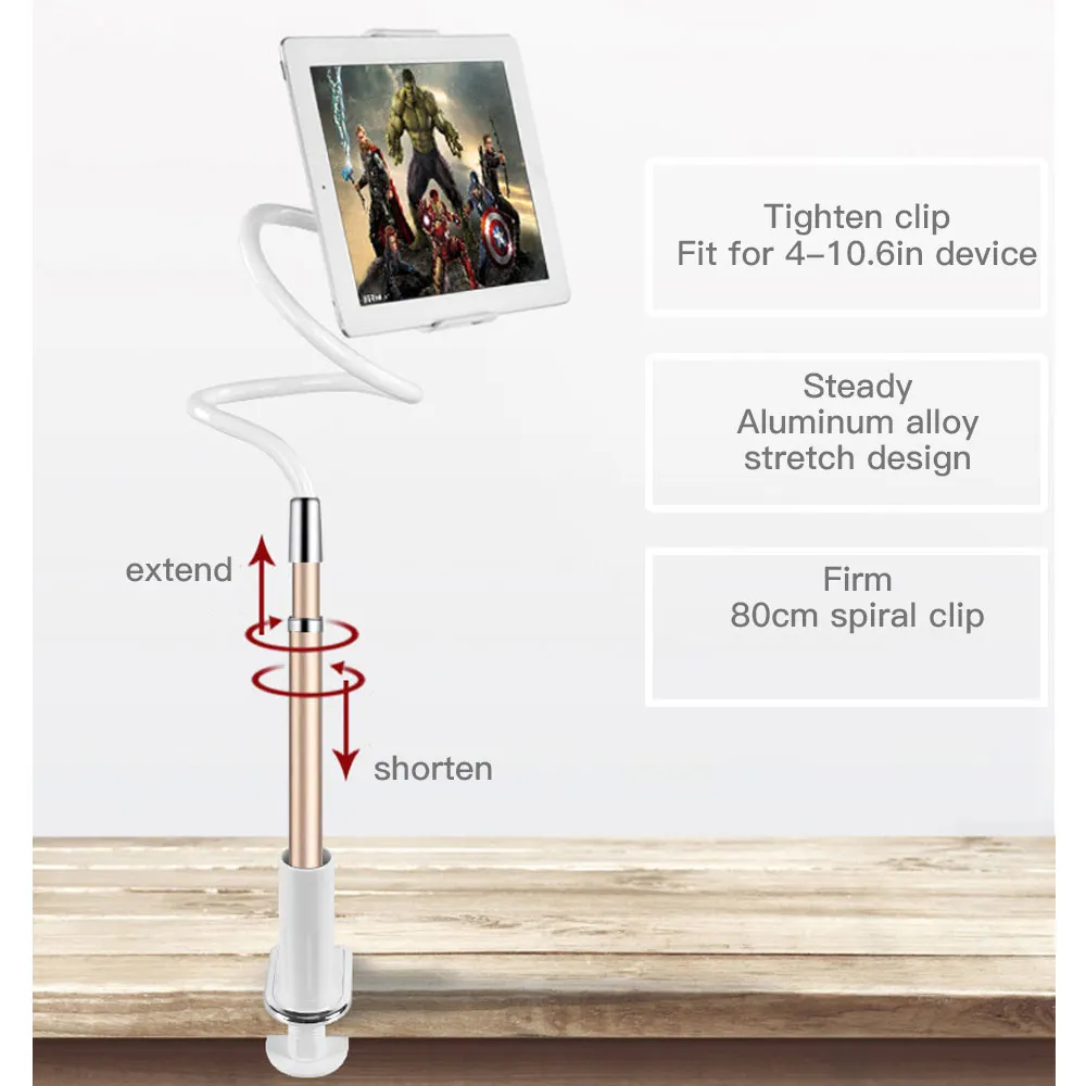 Eagwell Универсальный 4-10,6 дюймов гибкая шея клип на мобильный телефон и планшетный держатель ленивый кронштейн для ipad mini 123 для ipad 234