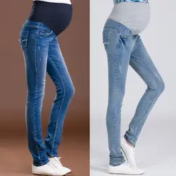 Модные эластичные талии хлопковые джинсы для беременных для Беременность Одежда для беременных Для женщин леггинсы осень-зима плюс