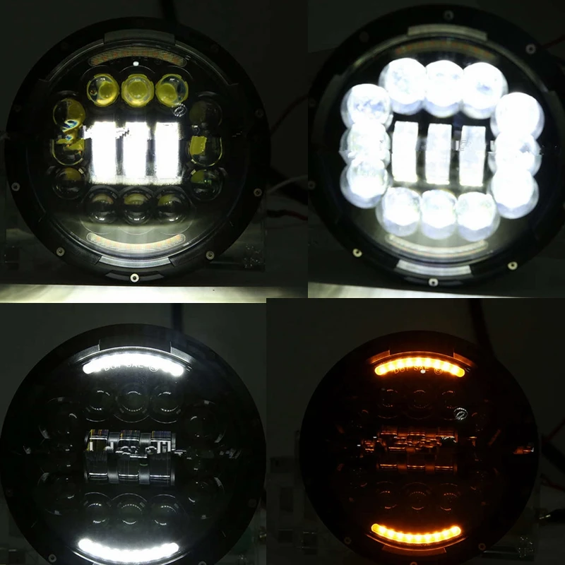 2 шт. " светодиодный налобный светильник с Halo дневной ходовой светильник для Jeep JK VAZ 2121 Lada Niva 4x4 7" светодиодный налобный фонарь с янтарным указателем поворота