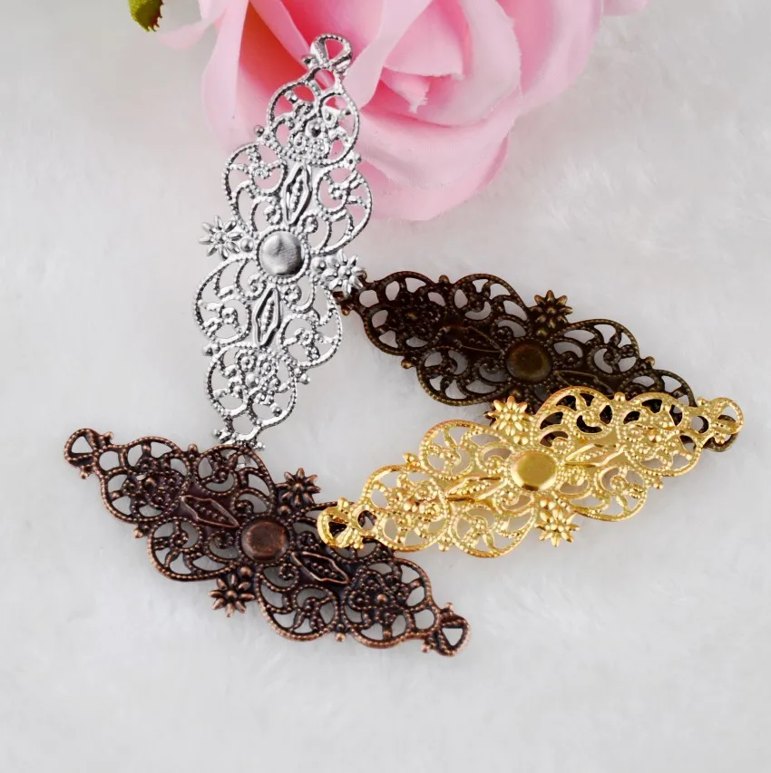 -40Pcs Mixed Colour Filigree Wraps Connectors Metal Crafts Decoration DIY Findings DIY Connectors 6.1x2.4cm D3047