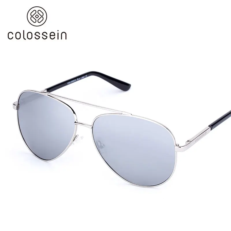 grey COLOSSEIN модные мужские солнцезащитные очки авиаторы стильные Овальные металлический каркас ТАС поляризованные очки для Рыбалки стильные для вождения новое поступление солнцезащитные очки - Цвет линз: grey