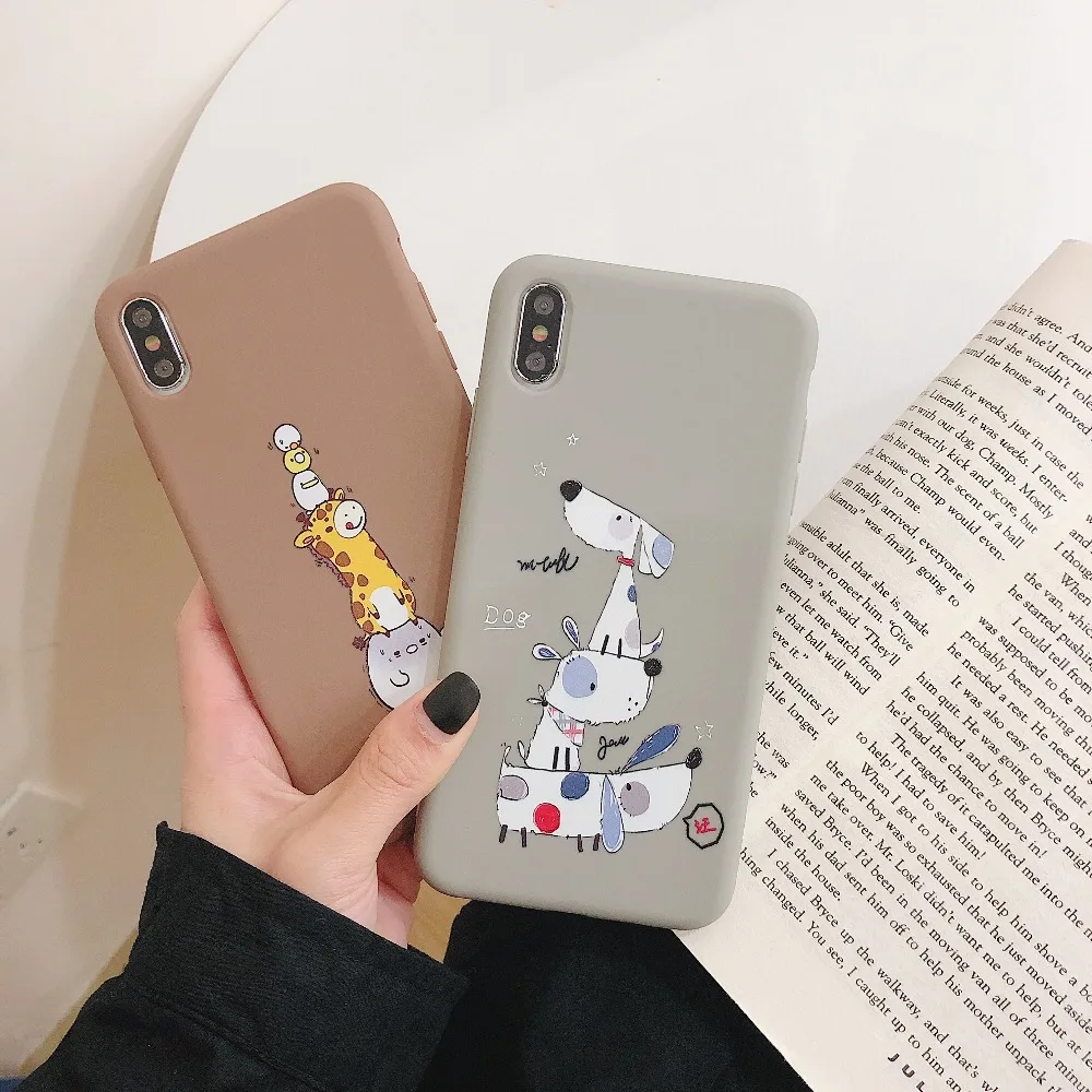 

Cartoon Cute Animal Giraffe Cat Chick Silicone TPU Phone Case For iPhone XS MAX XR X 8 Plus 7 Plus 6s 6 Plus Case Cover Fundas