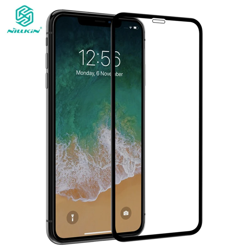 Online 3D CP + Max vidrio para iPhone XS Max Nillkin Protector de pantalla curva de la cobertura completa 9H arco Premium de cristal templado para iPhone X XR XS
