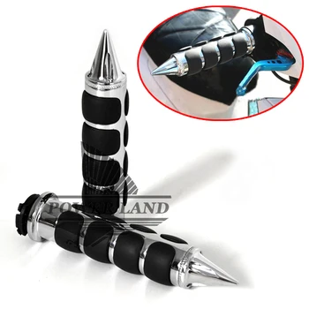 

Chrome 1pair New Universal Cushion Motorcycle Hand Grips Handlebar Throttle 1" For Harley Spike V-Rod Night Street V Rod