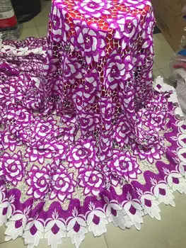 

Latest Design African Lace Fabric 2019 High Quality Nigerian French Guipure Cord Lace fabric With Stones For Wedding W5