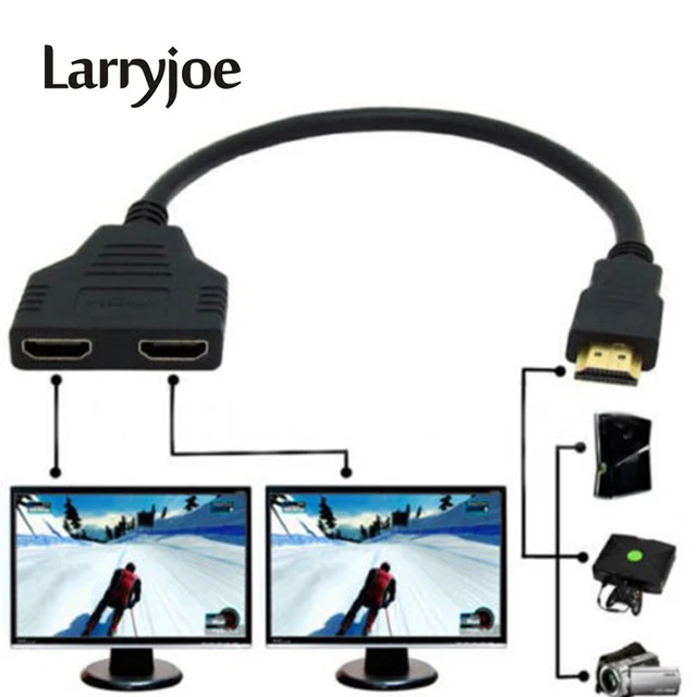 Larryjoe New Arrival Cable HDMI Splitter Cable 1 Male To Dual HDMI 2 Female Y Splitter Adapter in HDMI HD LED LCD TV 30cm