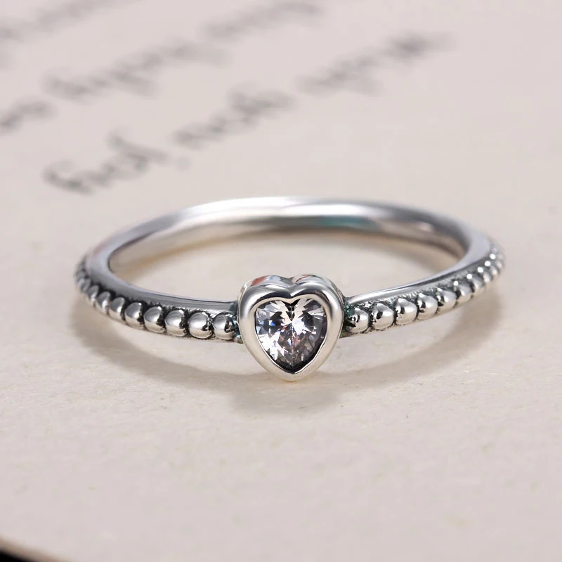 

CUTEECO Xmas Gift Silver Color Brand Finger Ring Love Heart Ring Original Wedding Jewelry Dropshipping