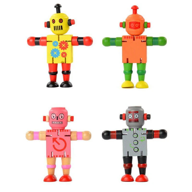 

New Creative Wooden Robot Shaped Assembling Transformation Blocks Kids DIY Intelligence Training Educational Toys Christmas Gift