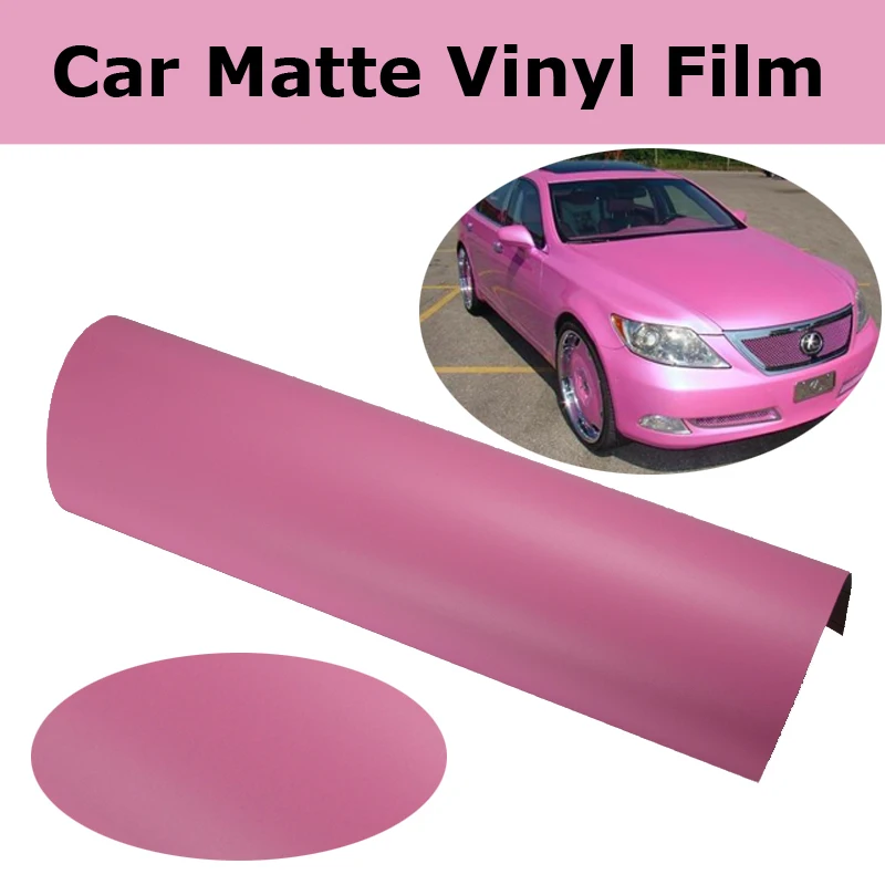 

Pink Matte Vinyl Wrap Film MATT Car Wrap With Air Bubble Free Matt Pink Vehicle Wrap Self adhesive Graphic size 1.52x30m/Roll