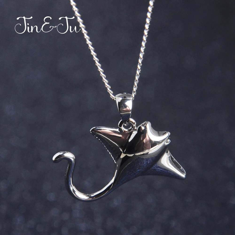 

Jin&Ju Jewelry Ocean Fish Personalized Realistic Design Creature Animal Necklaces Pendants Manta Ray Design Silver Color Jewelry