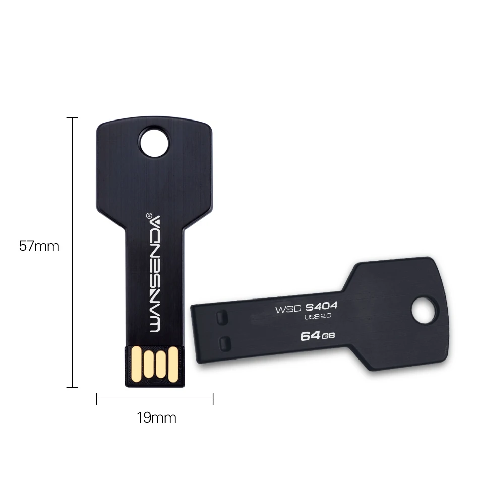 WANSENDA Metal Key USB Flash Drive, 128GB 64GB 32GB 16GB 8GB 4GB Multi Color Memory Stick - Image 2