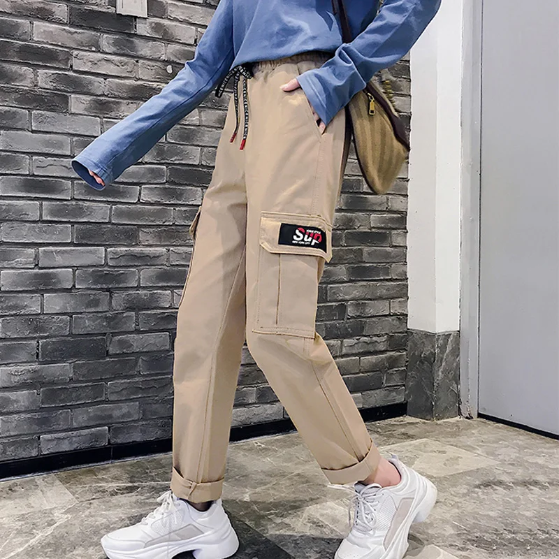 

Fashion new Baggy Tactical Trouser hip hop harajuku joggers pants Hot Side Pockets cargo pants women High Waist Loose Sweatpants