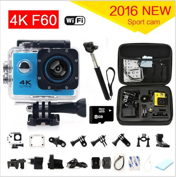 gopro hero 4 style F60 Ultra 4k Action Sport Camera Wifi 2.0 Lcd 170 Degree Wide Lens Helmet Cam Underwater Waterproof Camera