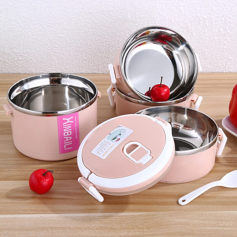 1-4 Layer Portable Stainless Steel Lunch Box Food Container Dinnerware Set Thermo Insulated Lunchbox Plastic Bento Box Leakproof