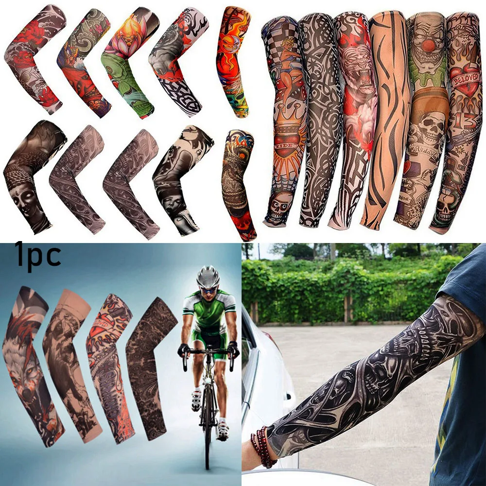 

1 PC 3D Tattoo Printed Quick-dry Arm Sleeves Sun Protection Bike Basketball Compression Arm Warmers Ridding Cuff Oversleeves