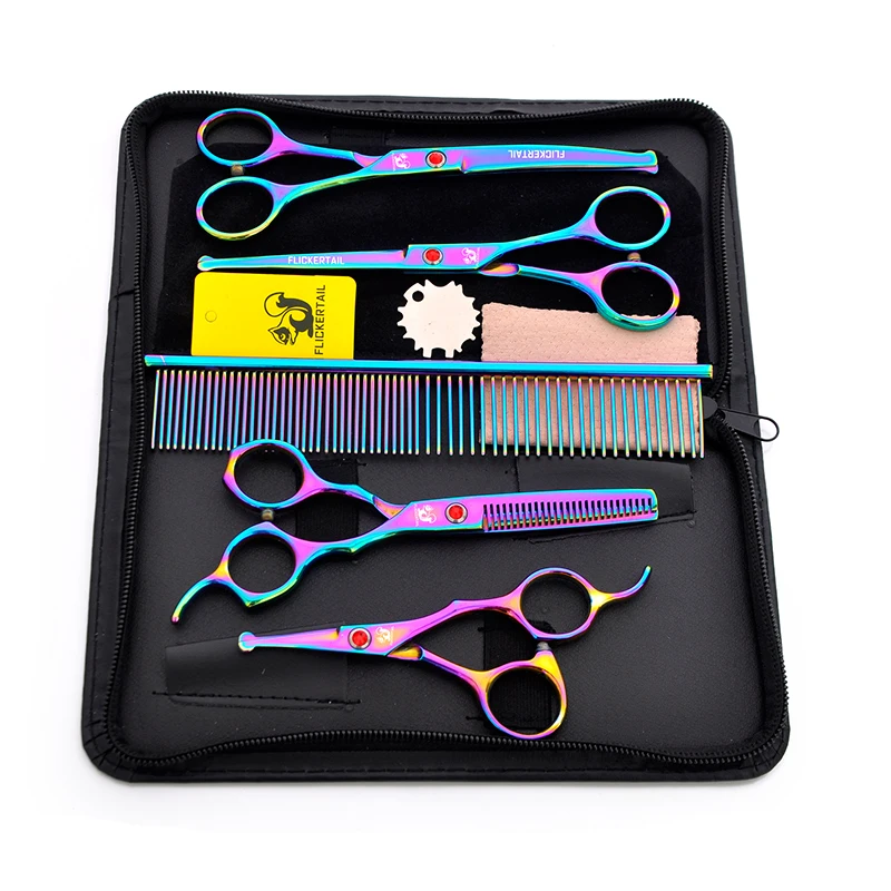 Brand 5pcs/set 6.5 inch Professional Pet Dog Grooming Round Scissors