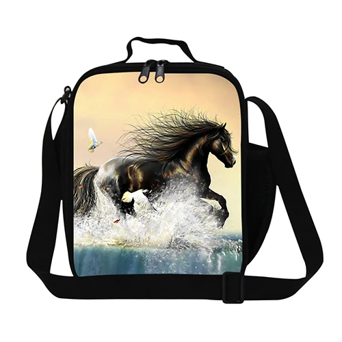 Прохладный Мальчики лошадь обед мешок для школы, для взрослых мужские утепленные контейнер для ланча сумка для работы, слинг Семейный пикник мешок, тепловой мешок для детей - Цвет: Темно-серый
