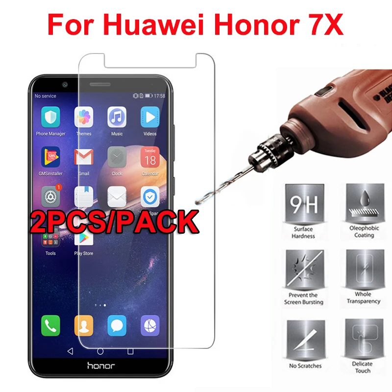 2 шт. закаленное стекло для Huawei Honor 7X Защитная пленка экрана 9H Защитное смартфонов