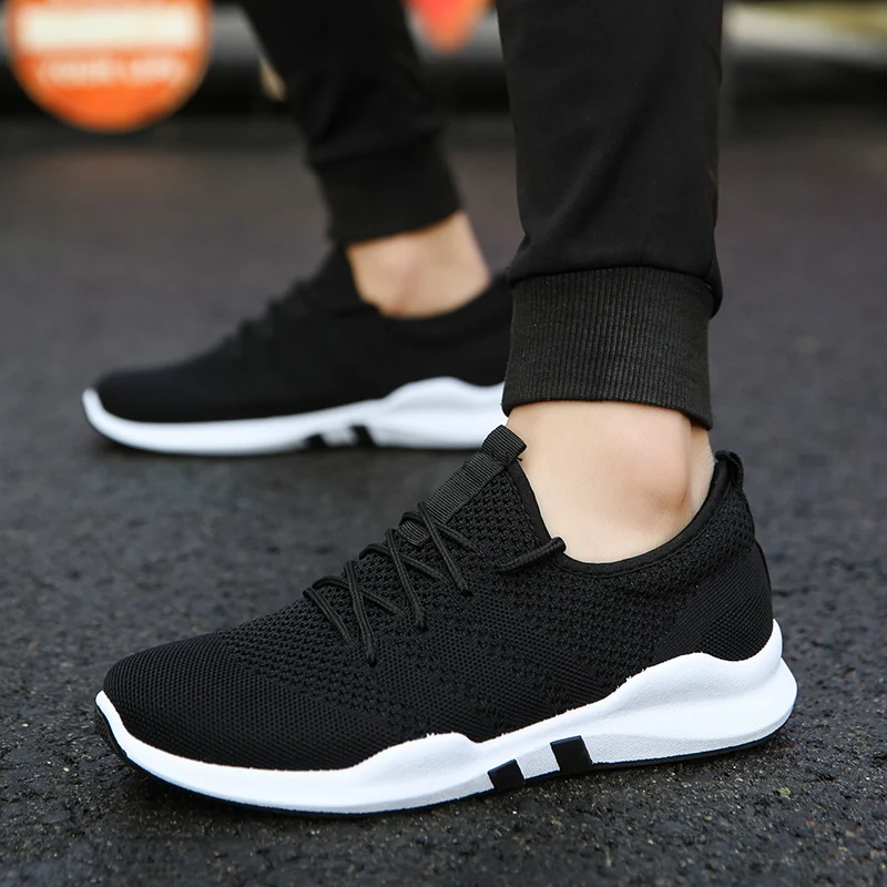 2019 Spring summer Men's mesh Fly Knit Casual Sneakers running Man New Fashion Light Breathable Comfortable lace up Shoes 2019 Spring summer Men's mesh Fly Knit Casual Sneakers running Man New Fashion Light Breathable Comfortable lace up Shoes