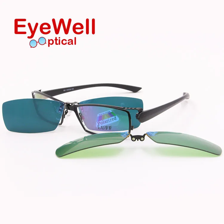 New style full rim alloy myopia presbyopia optical frame and clip on sets driving sun lenses