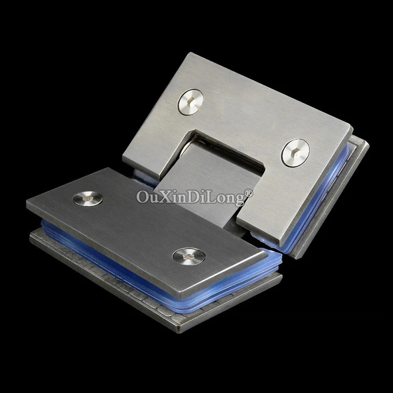 

Brand New 2PCS Stainless Steel Frameless Shower Glass Door Hinges 135 Degree Glass to Glass Fixed Clamps Holder Brackets Brushed