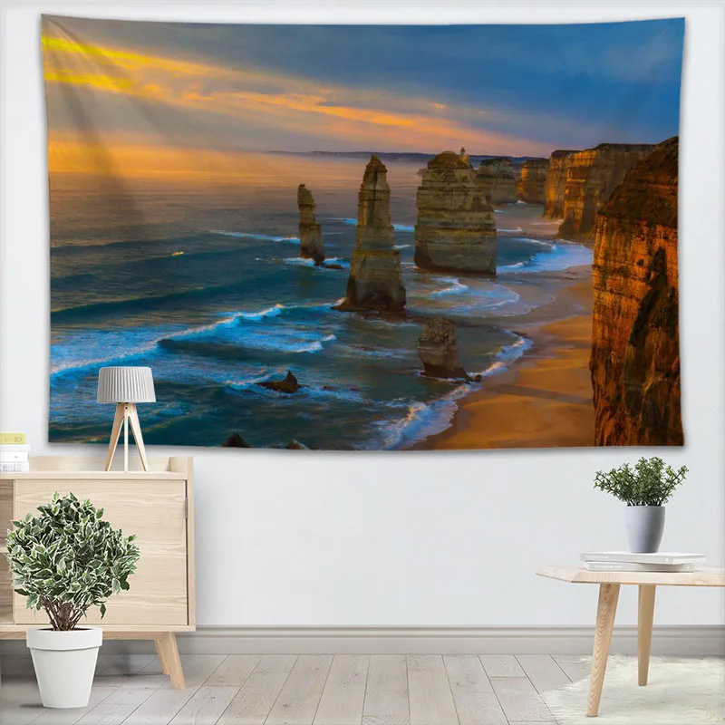 4 Custom Sunset Tapestry Wall Hanging Decor Home Birthday Party Decorations Fabric Tapestries Camping Tent Travel Sleeping Pad - Color: 4
